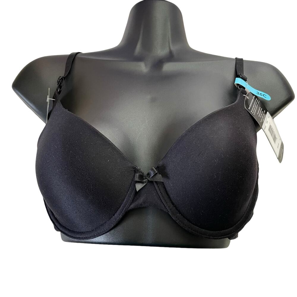 Maidenform Womens Bra Size 36C Lightly Lined Demi T Shirt Bra Underwire Black
